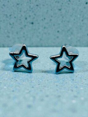 Silver Tone Star Earrings